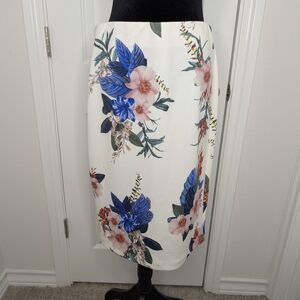 T Tahari Floral Pencil Skirt in Blue and Pink